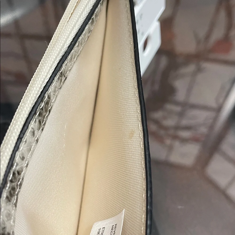 a new day Snake-Print Zip Clutch in White and Black